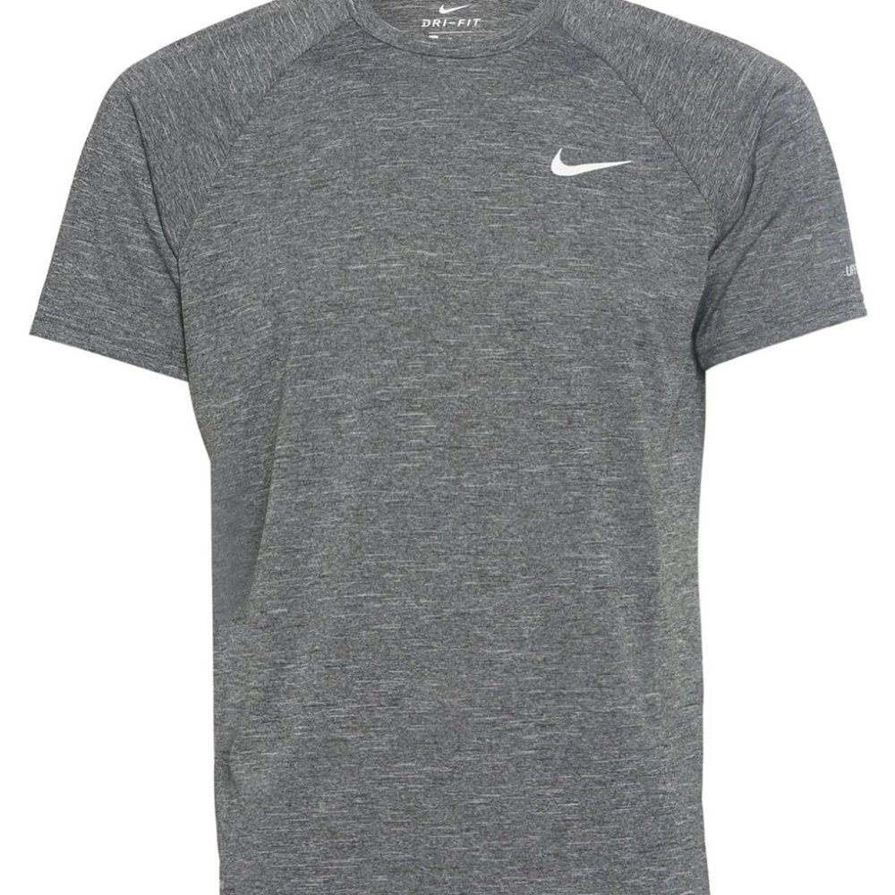 Nike NESSA589-001 Men's Dri-Fit UPF40+ Short Sleeve Gray Swim Tee Small